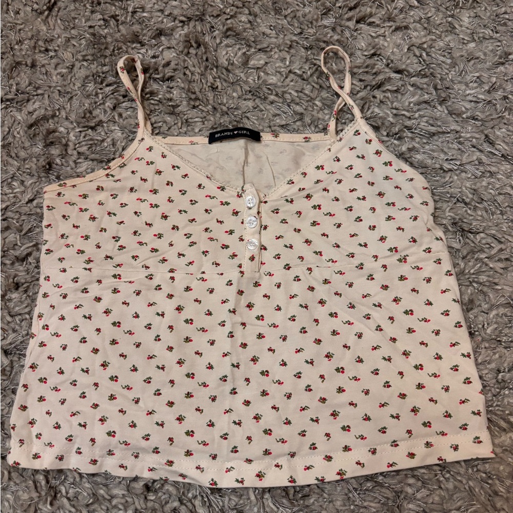 brandy melville floral cropped tank top